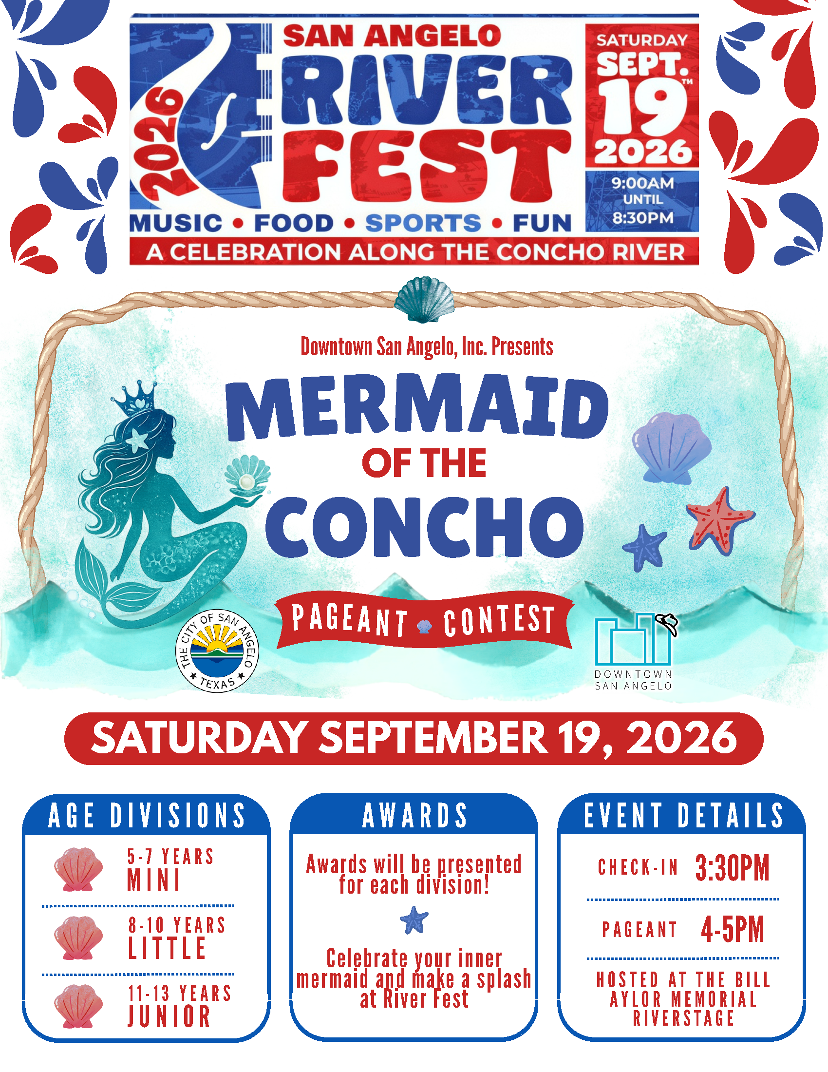 2026 Mermaid Pageant River Fest Poster